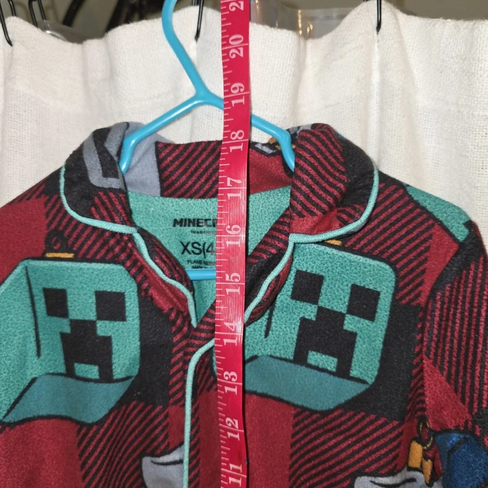 Boys Pajama Lot 2 Sets Minecraft and Bear Buffalo Plaid Fleece XS 4/5